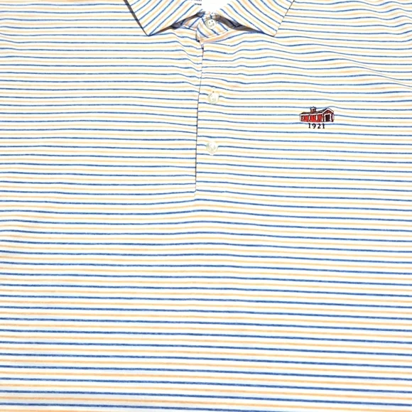 Johnnie-O Performance Men's Striped Polo Shirt - Blue, White, Orange Size XL - Picture 2 of 7